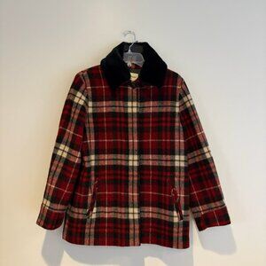 Eddie Bauer Red and Black Plaid Wool Jacket